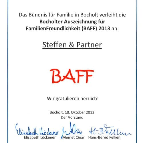 BAFF: "Bocholter Auszeichnung für Familienfreundlichkeit"