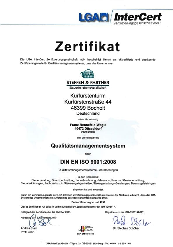 "Steuerberater bis 2013 zertifiziert"
